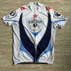 PEARL IZUMI MENS PRE-OWNED WHITE POLY FULL ZIP SHORT SLEEVE CYCLING JERSEY XXL